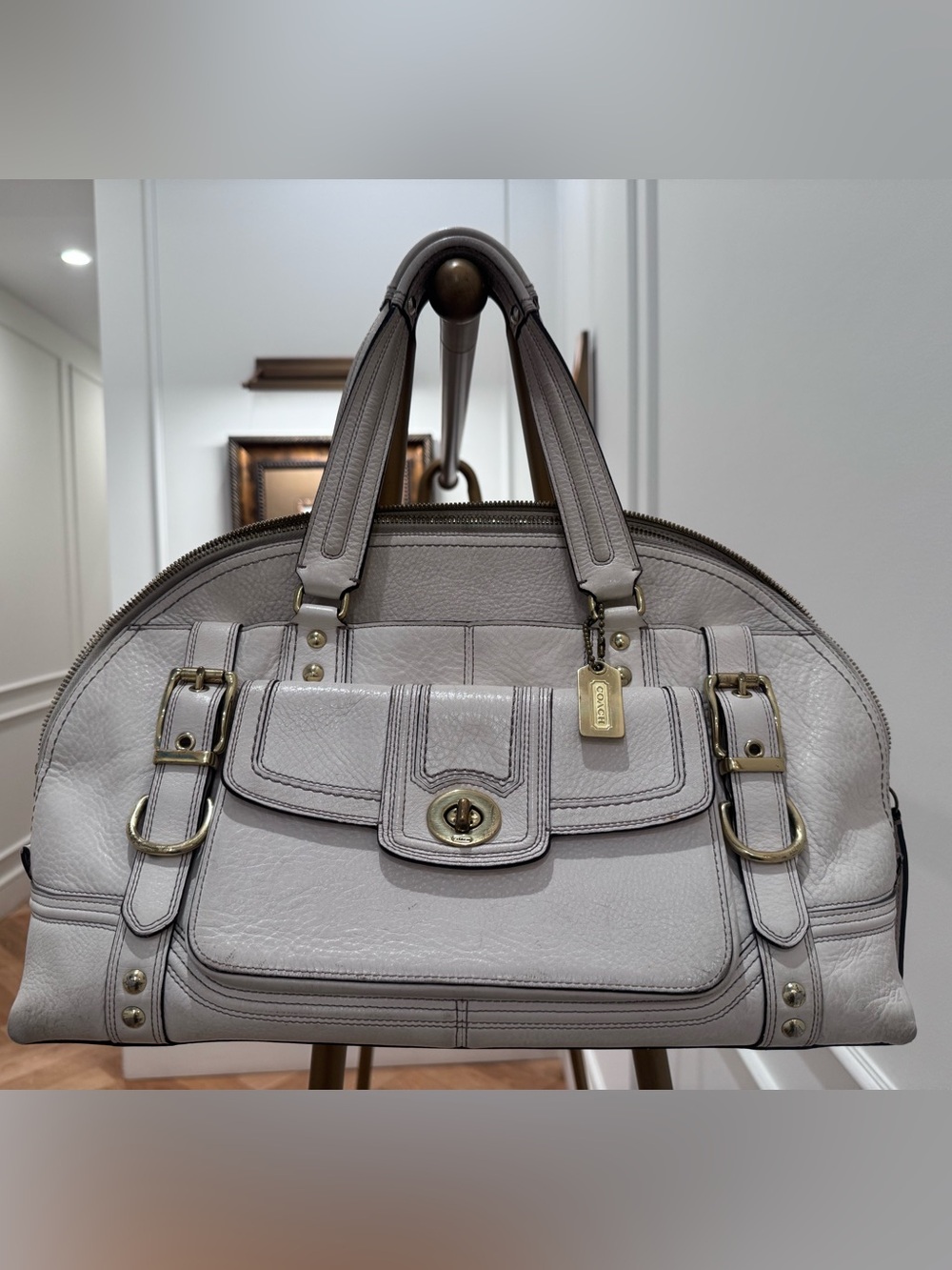 Coach Hamptons Miranda white leather messenger bag